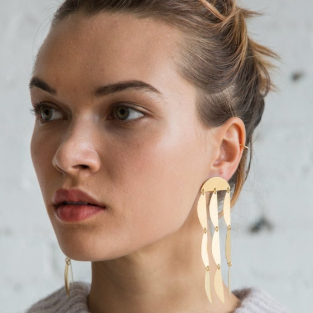 Annie Costello Brown 18kGold Plated Brass Earrings